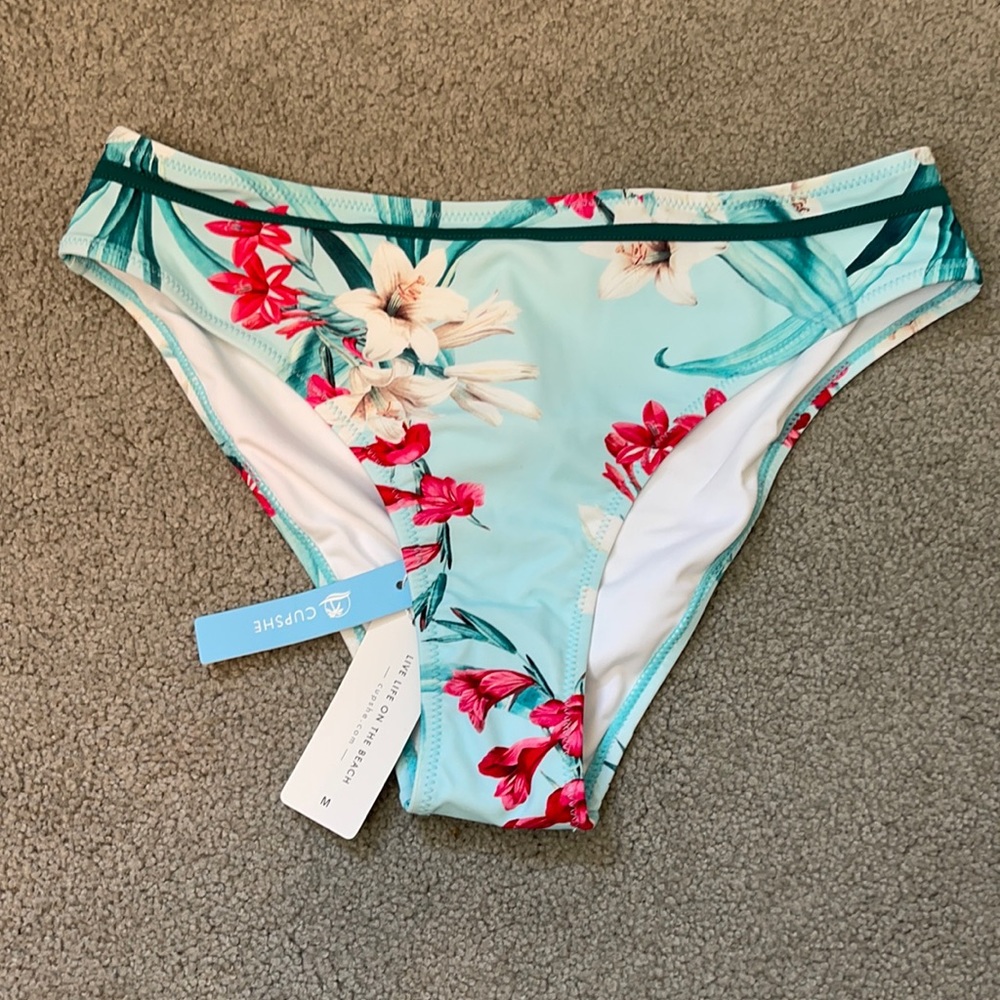 Cupshe tropical floral bikini bottoms size M - Picture 1 of 7